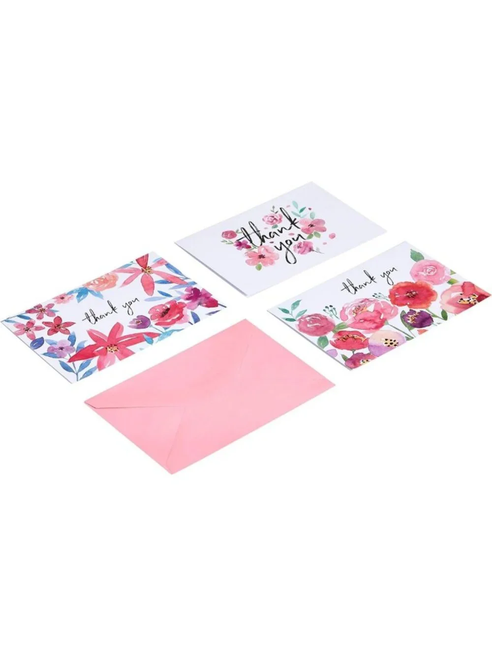 Floral Thank You Cards & Envelopes Set, Assorted Designs, 48 Count Pack